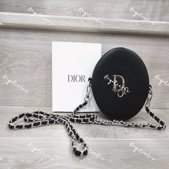 Christian Dior Beauty VIP GWP Converted Black Round Pouch Case Bag