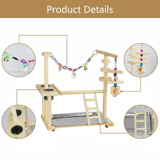 Parrots Bird Playground Birdcage Playstand Play Gym Parakeet Playpen Ladder w...