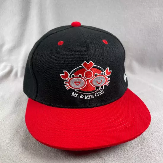 Mr & Mrs Crab Hat Mens Black Snapback Cap Embroidered Lets Be Together Seafood