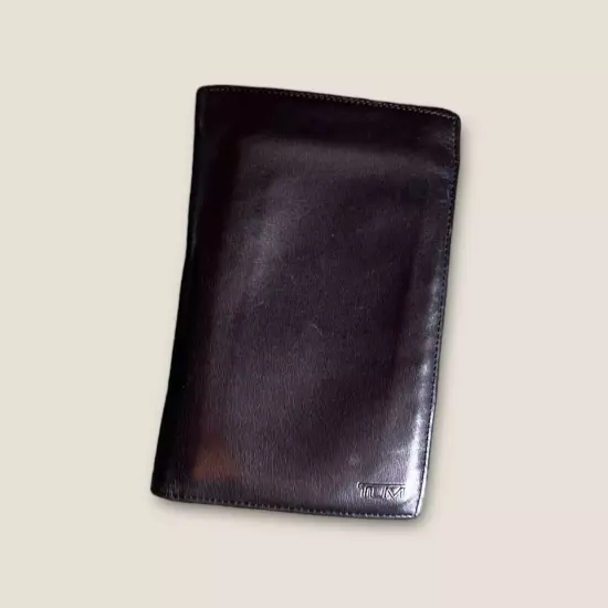 Tumi Black Soft Leather Wallet Cards ID Cash Passport Spacious