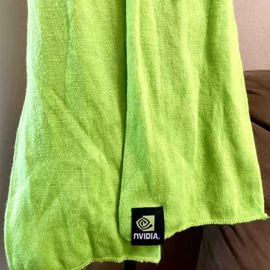 NVIDIA Neon Green Double Layer Knit Scarf 64"x 8" GPU Gamer AI E-sports