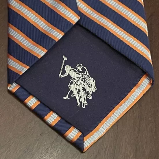 U.S Polo Assn. Blue Orange Hand Made 100% Polyester Men’s Neck Tie Made In China