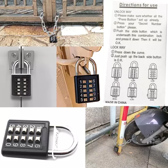 Padlock - Digits Combination Lock,Button Combination Security Padlock Digital...