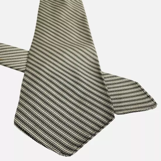 Ely Ties Silver Black Striped Vintage Necktie Silk Tie Men's 3" x 53"