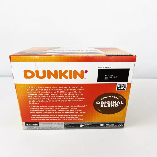 Dunkin' Original Blend Coffee Keurig K-Cup Pods, Medium Roast, 44 Box