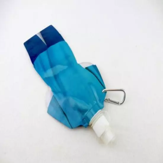 Personal Hydration Bladder, 16 ounce, Sport Cap, Carabiner Clip. Blue, Man Shape