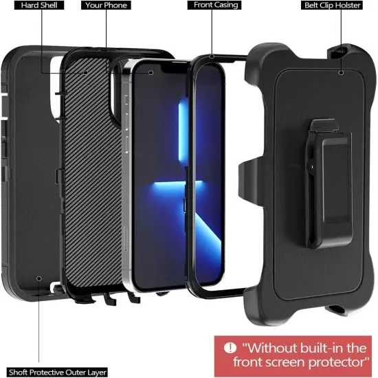 For iPhone 16 15 14 13 12 Plus 11 Pro Max Shockproof Heavy Duty Case + Belt Clip