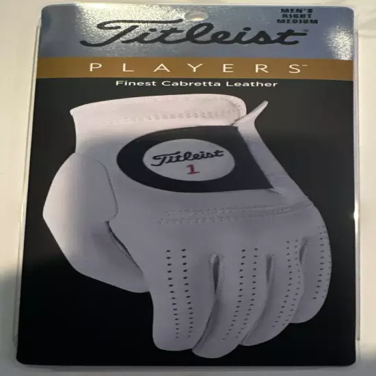 Titleist Players Men's Right Hand Leather Golf Glove - White, M. New