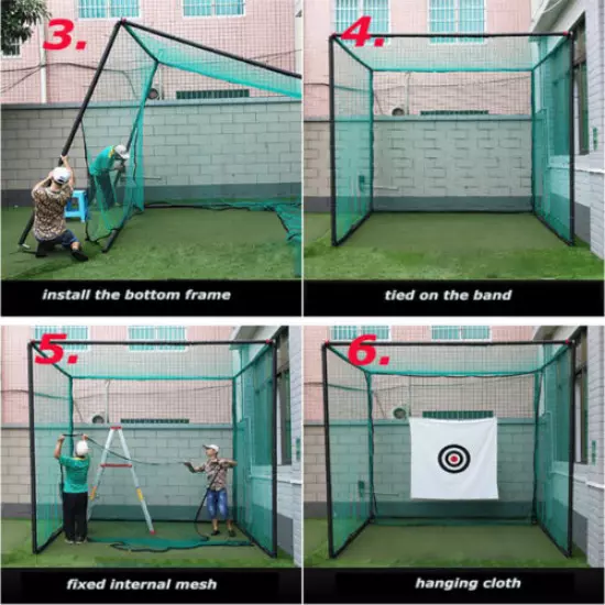 Foldable Golf Practice Network Golf Hitting Cage Golf Training Aid w/sponge Hose