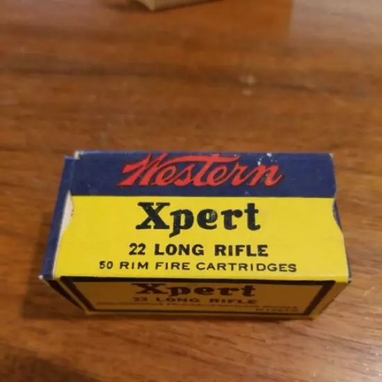 Vintage Western Xpert 22 Long Rifle Ammo Box, (Empty)