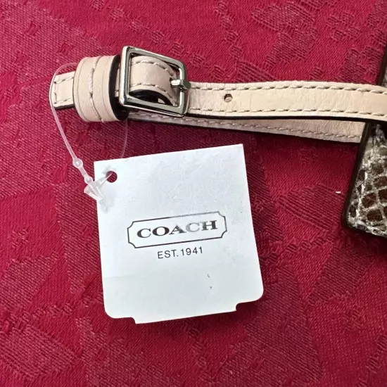 COACH Luggage Tag Embossed Silver/Natural Travel Hanging Tag NWT 67883