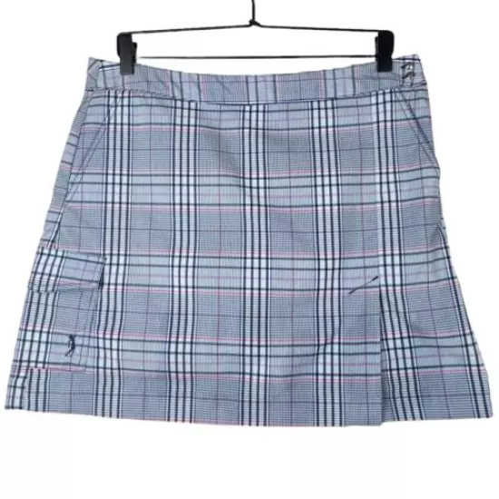 IZOD Skort Blue Plaid Size 6 Stretch Lightweight Golf Tennis Pockets Womens