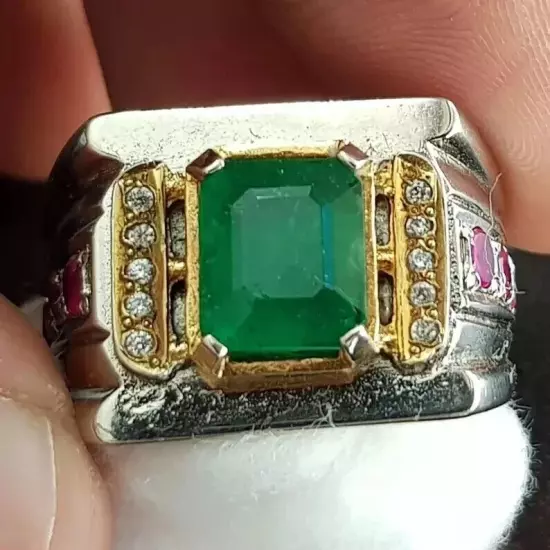 Vibrant Green Emerald Ring - Natural Unheated Untreated Swat Emerald