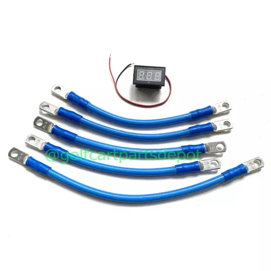 5 pc Set - 4 Awg HD Golf Cart Battery Cable E-Z-GO TXT 1994-UP 36V BLUE wiring