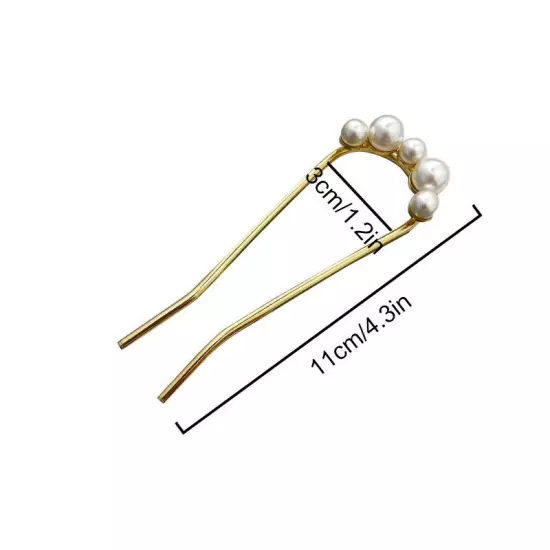 Pearl Hair Pin U Shaped Hair Fork Stick Metal Hair Clip French Fashion Hairstyle