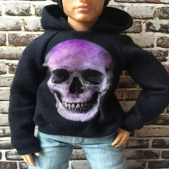 Bouutique Infinite Skull Print Hoodie for Ken Doll 1/6-scale, 11.5 Inch