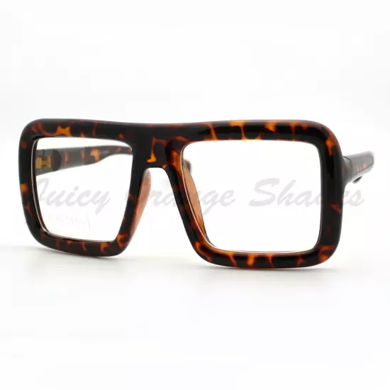 Thick Square Glasses Clear Lens Eyeglasses Frame Super Oversized Fashion