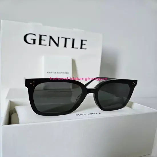 2024 GentleMonster Her 01 Unisex Sunglasses Oversized Black Frame Black Lenses