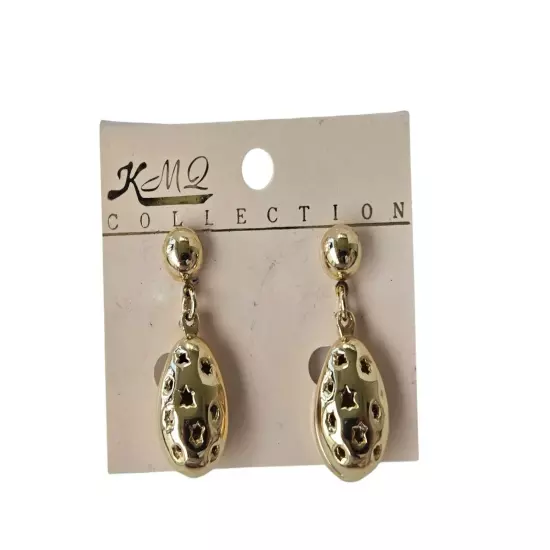 KMQ Collection NOC Gold Tone Drop/Dangle Earrings w/ Cutouts