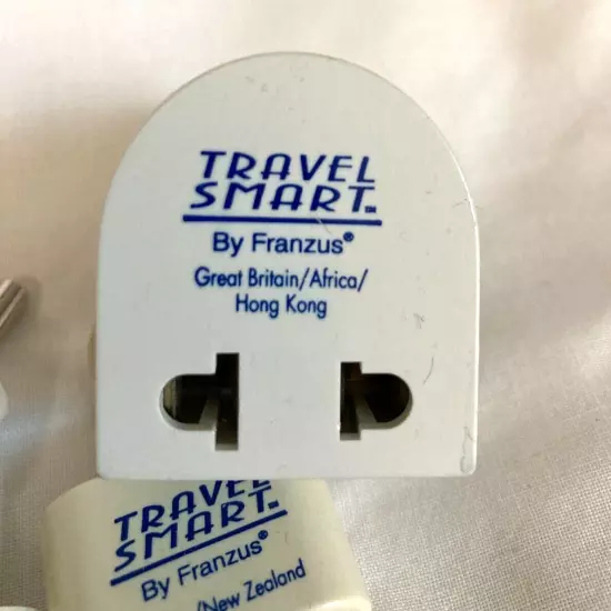 10 Assorted Travel Smart Franzus Adapter Plugs, + bag, and cord plug in