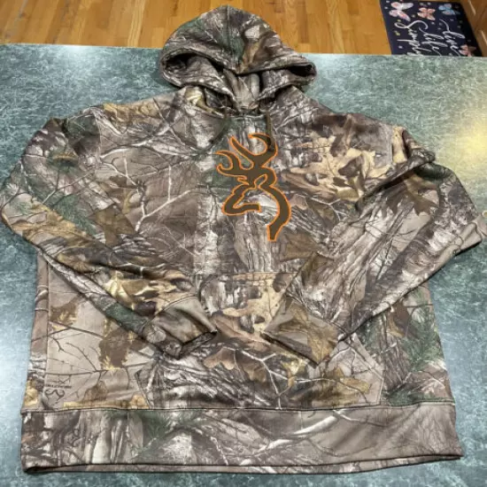 Browning Realtree Camo Hoodie Sweatshirt w/ Antler Logo Men’s Size Large