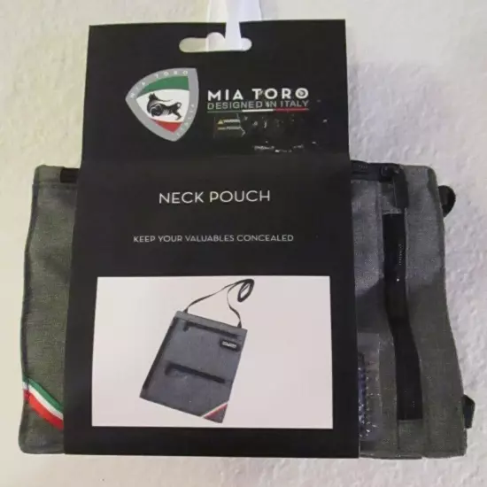 NWT Mia Toro Passport RFID Holder Protector Neck Pouch Grey 7.8" x 6" MSRP$25