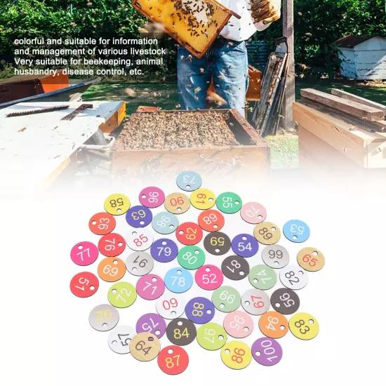 50Pcs Round Plastic Number Tags Plastic Number Labels For Beekeeping Livestock