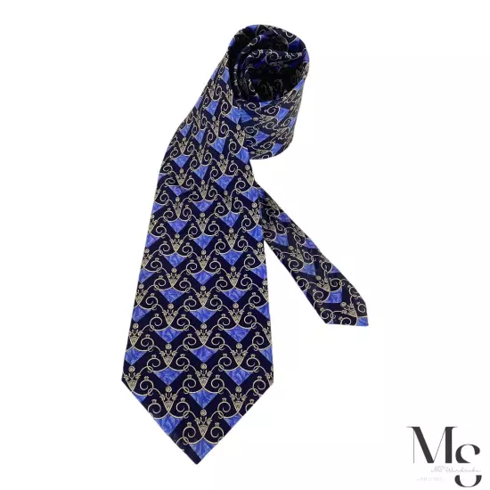 LANVIN PARIS Blue Baroque Luxury Silk Tie Made In France W:3.75’’ EX COND