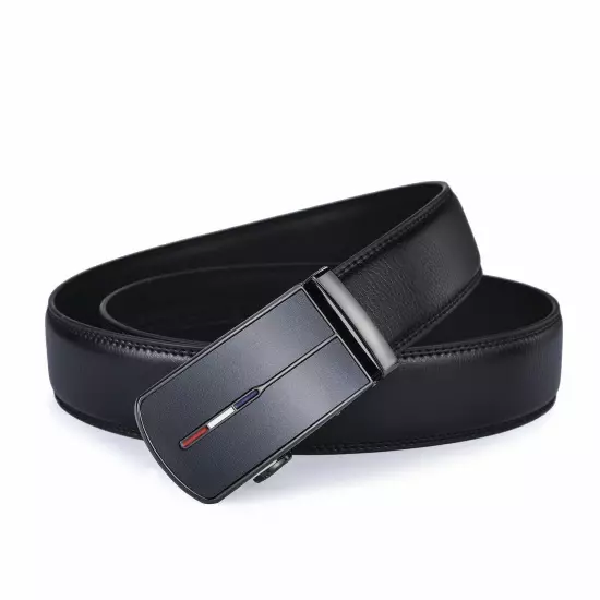 Luxury Men's Real Leather Belt Automatic Buckle Ratchet Waist Strap Jeans Dress