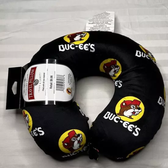 Buc-ees Travel Center- Neck Pillow, Memory Foam Beaver Logo- New w/Tags - 12x12