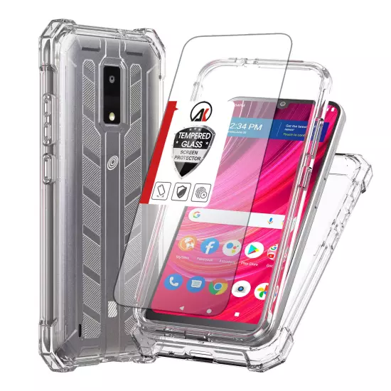 For BLU View 4 B135DL Heavy Duty Case Full Phone Cover Shockproof+Tempered Glass