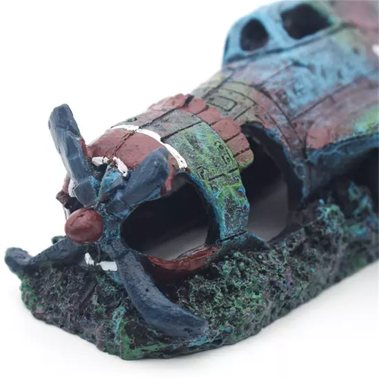 Fighter Plane Wreck Ruin Aquarium Decoration Fish Tank Artificial Craft Resin