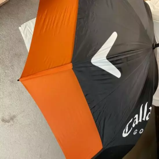 Callaway Umbrella Golf 60" Double Canopy Shield Wind Pass Through Black/Orange