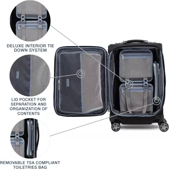 Travelpro Platinum Elite Softside Expandable Luggage 20in Black Suitcase