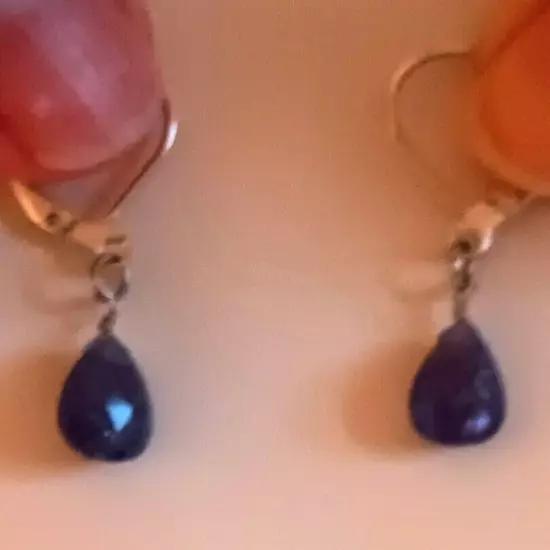 Amethyst Faceted Briolette Leverback Earrings. L 3/8” x W .25”