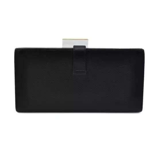 Hermes Bearn Epsom Bicolor Long Wallet C Stamp Black Leather Men's Accessories