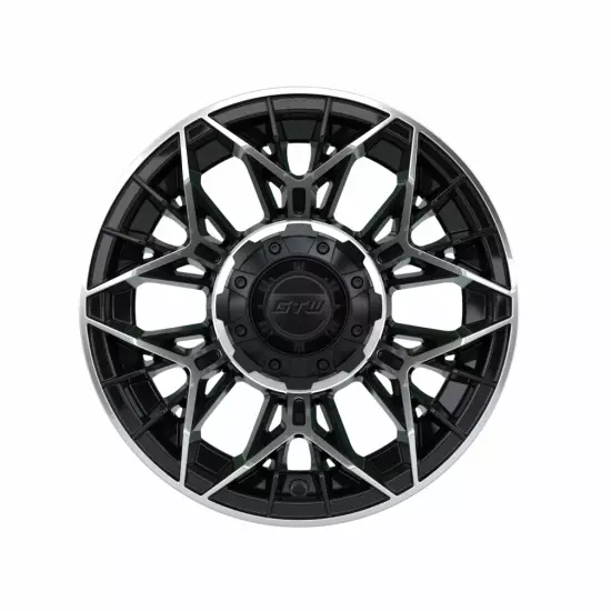 GTW Stellar 12x7 Matte Black/Machined Aluminum Golf Cart Wheel | 3:4 Offset