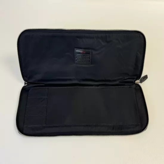 TUMI Ballistic Zippered Tie Holder Black Leather Nylon Travel Case