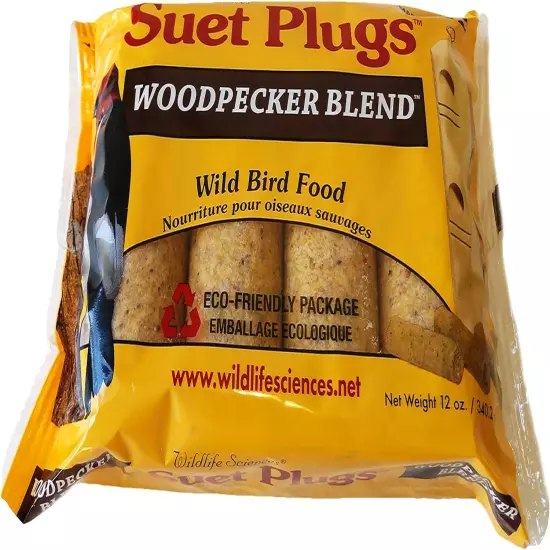 Wildlife Sciences Suet Plugs Variety 16 Pack, 4 Wrapped 4 Packs 12 Ounces Each