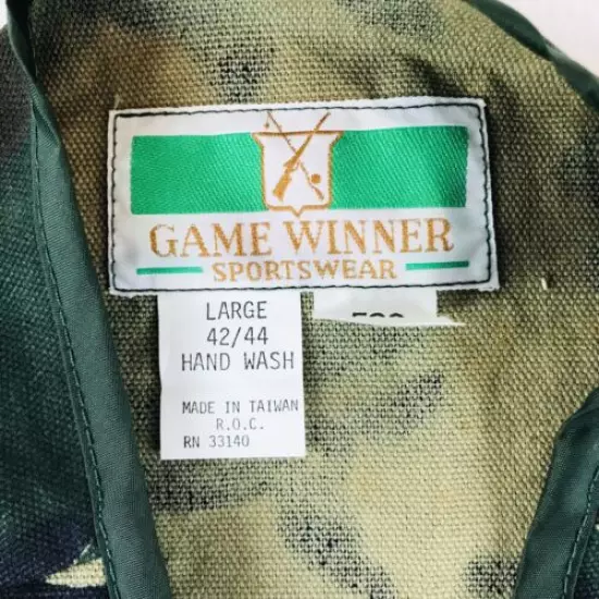 Game Winner Camo Bird/Duck Hunting Vest Size Large