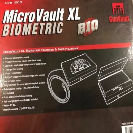 GunVault MicroVault XL BioMetric MV1000 BIO Safe New in Retail Box