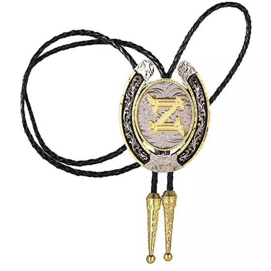 Bolo Tie for Men- Golden Initial Letter A to Z Western Cowboy Bolo Tie for Women