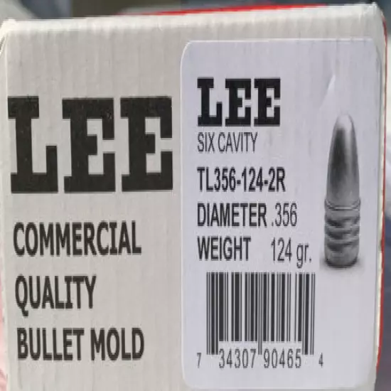 90465 LEE Commercial 6 CAVITY BULLET MOLD Dia .356 Wgt 124 Gr. TL356-124-2R NEW