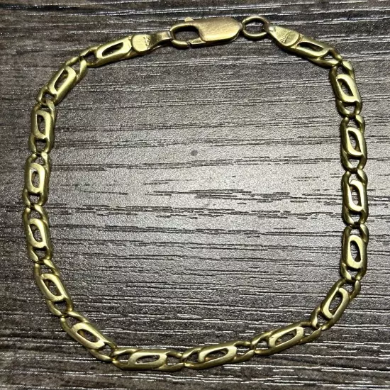 Mens Solid 14k Yellow Gold Link Chain Bracelet 8.5” 11.27 Grams Great Cond.