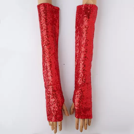 Womens Long Gloves Cocktail Party Props Shiny Opera Mittens Carnivals Clubwear