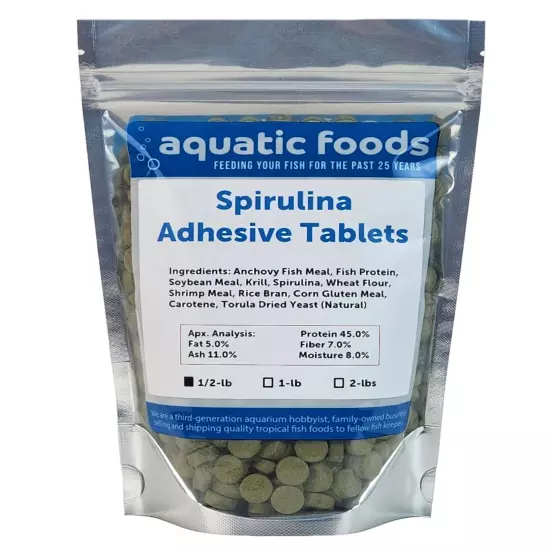 Spirulina Adhesive Tablets for Bottom Feeders, Tropical Fish & More. WL