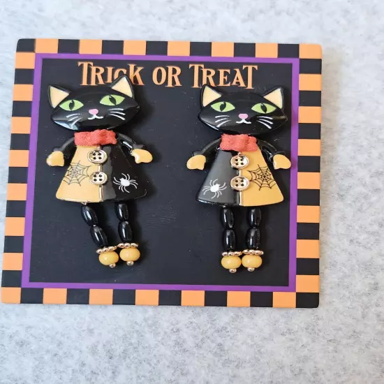 Bella and Jack trick or treat Cat Dangle Earrings earrings