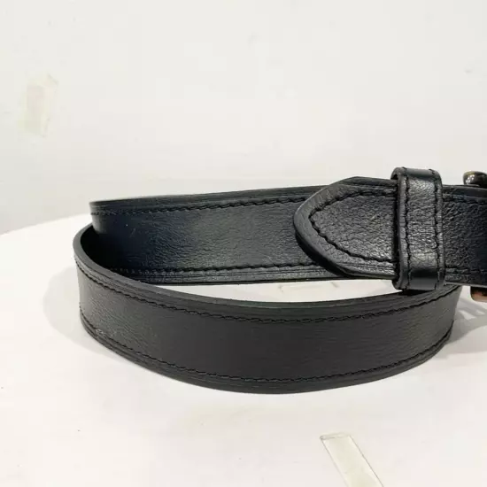 Genuine Leather Mens Belt Tortoise shell Metal Buckle Black Made In Guatemala