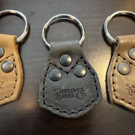 (3) Saddleback Leather Key Chains Dusty Carbon and two tobacco