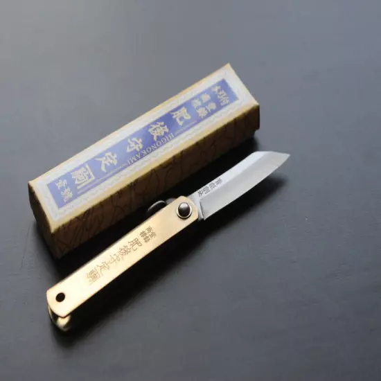 Higonokami pocket knife Blue 2 warikomi pocket size 50mm brass handle USA